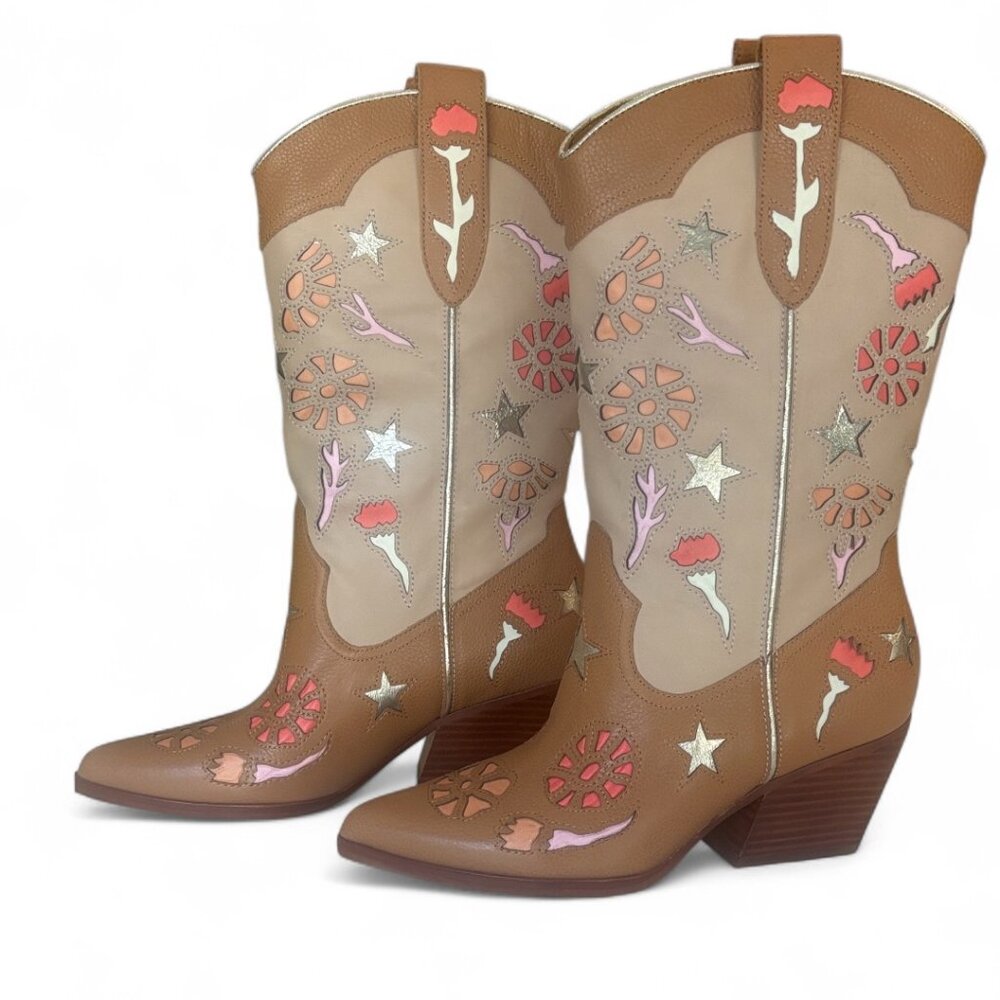 Western Boots Leather Tan Multi by Dolce Vita Size 7.5 NWT - Picture 4 of 13